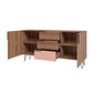 Manhattan Comfort Beekman 63" Sideboard With 4 Shelves In Brown & Pink