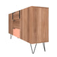 Manhattan Comfort Beekman 63" Sideboard With 4 Shelves In Brown & Pink