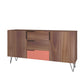 Manhattan Comfort Beekman 63" Sideboard With 4 Shelves In Brown & Pink