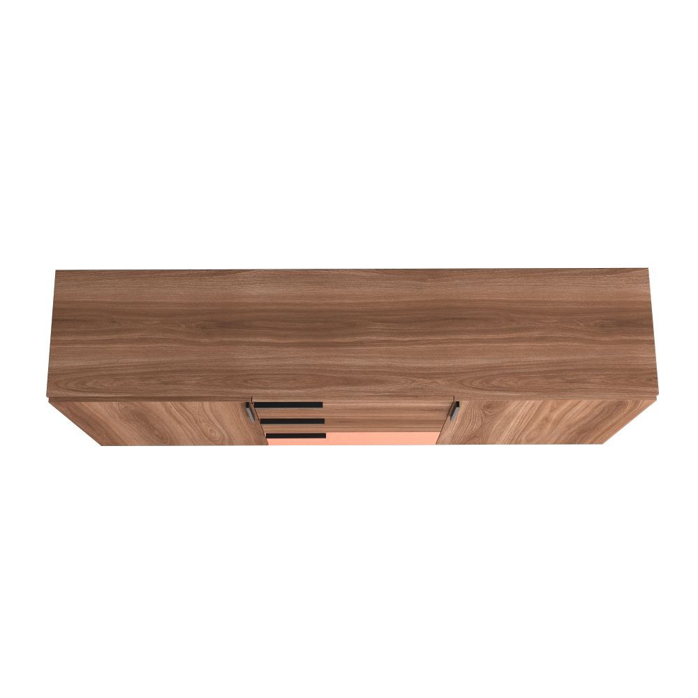 Manhattan Comfort Beekman 63" Sideboard With 4 Shelves In Brown & Pink