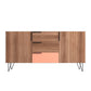 Manhattan Comfort Beekman 63" Sideboard With 4 Shelves In Brown & Pink