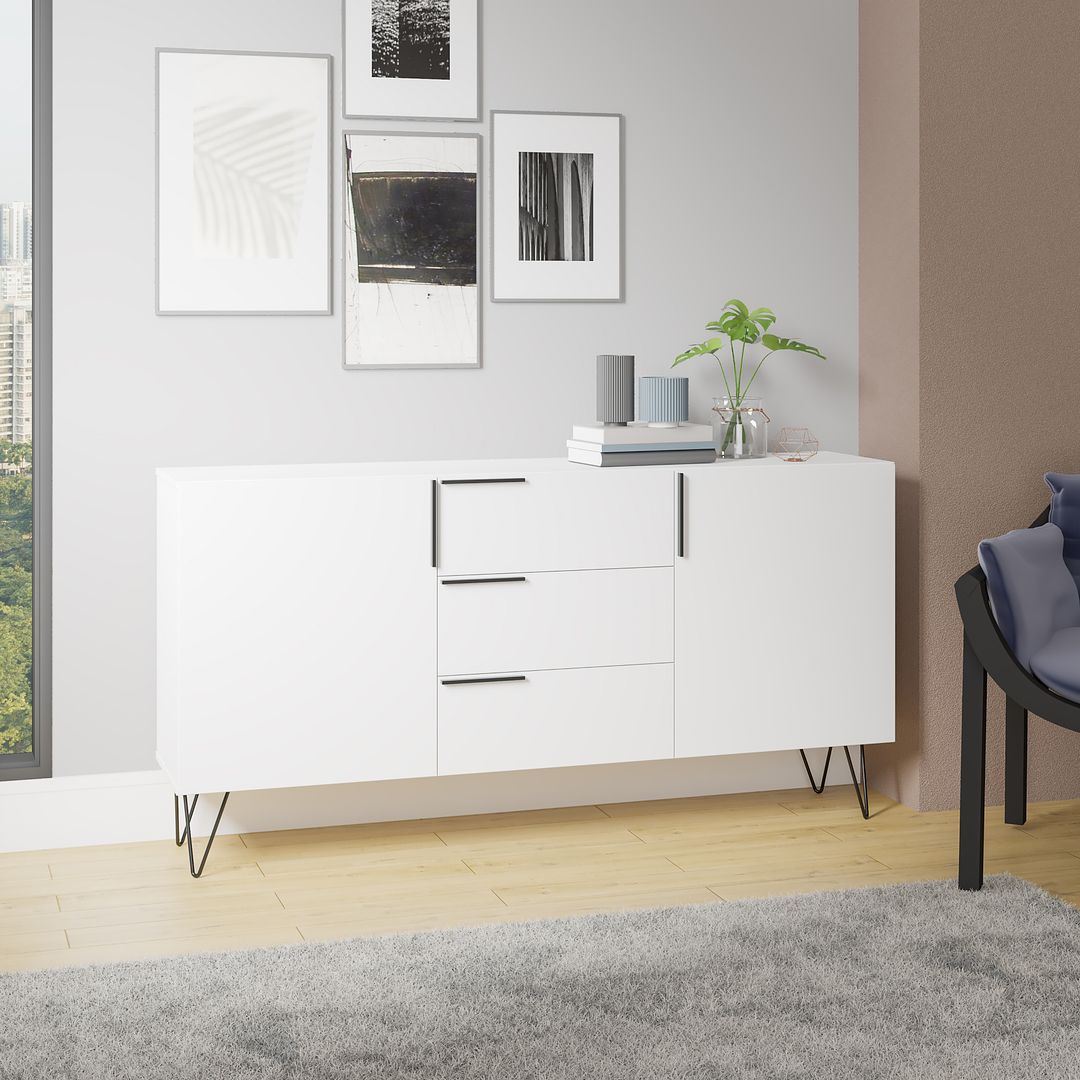 Manhattan Comfort Beekman 63" Sideboard With 4 Shelves In White
