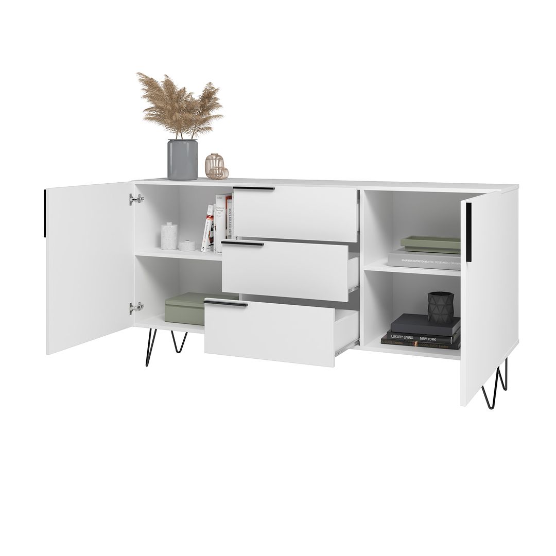 Manhattan Comfort Beekman 63" Sideboard With 4 Shelves In White