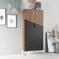 Manhattan Comfort Beekman 67" Tall Cabinet With 6 Shelves In Brown & Black