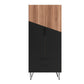 Manhattan Comfort Beekman 67" Tall Cabinet With 6 Shelves In Brown & Black