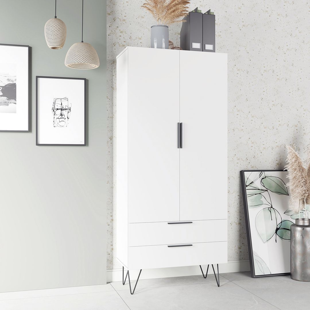 Manhattan Comfort Beekman 67" Tall Cabinet With 6 Shelves In White