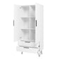 Manhattan Comfort Beekman 67" Tall Cabinet With 6 Shelves In White
