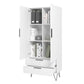 Manhattan Comfort Beekman 67" Tall Cabinet With 6 Shelves In White