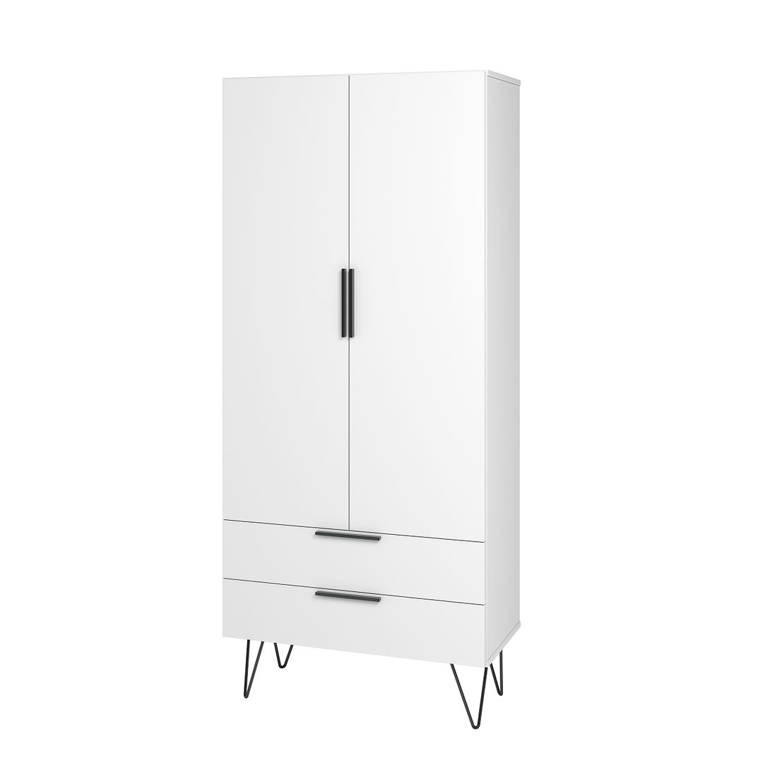 Manhattan Comfort Beekman 67" Tall Cabinet With 6 Shelves In White