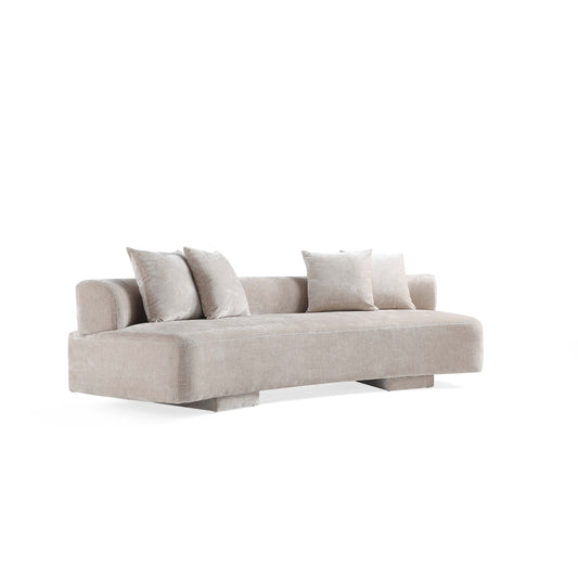 Manhattan Comfort Beige Modern Verandah Chenille 112" XL Sofa