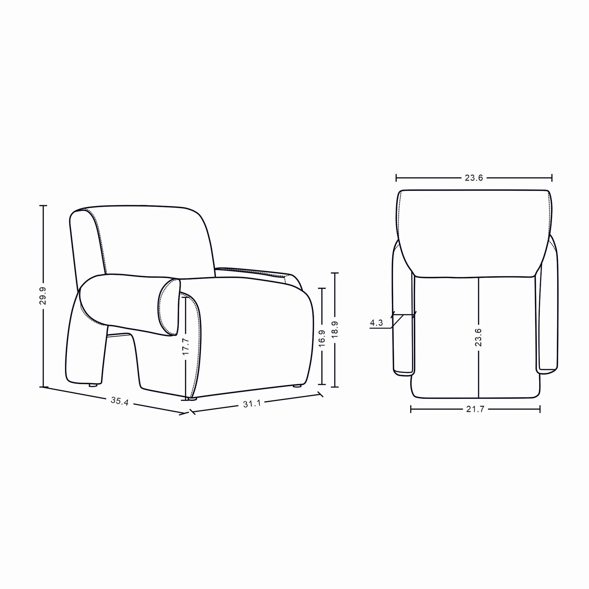 Manhattan Comfort Beige Modern Verandah Chenille Accent Chair