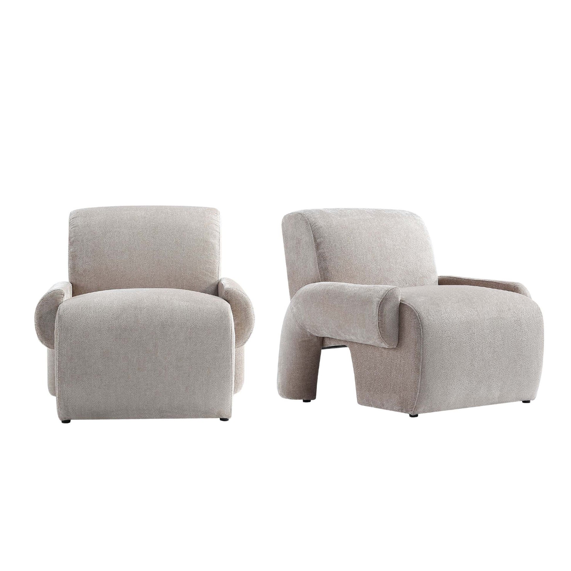 Manhattan Comfort Beige Modern Verandah Chenille Accent Chair In A Set Of 2