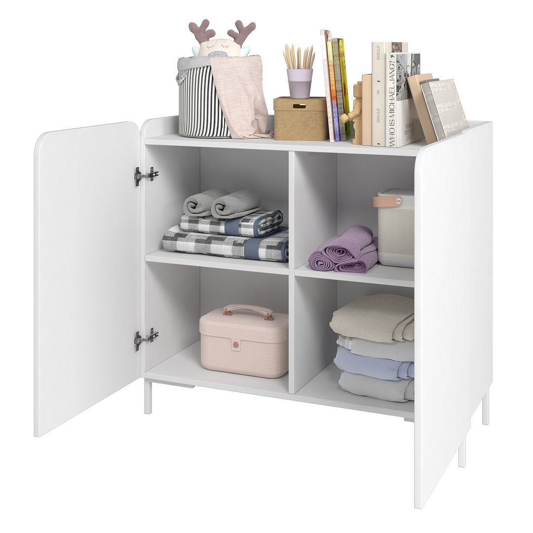 Manhattan Comfort Bogardus White Accent Cabinet With 4 Shelves