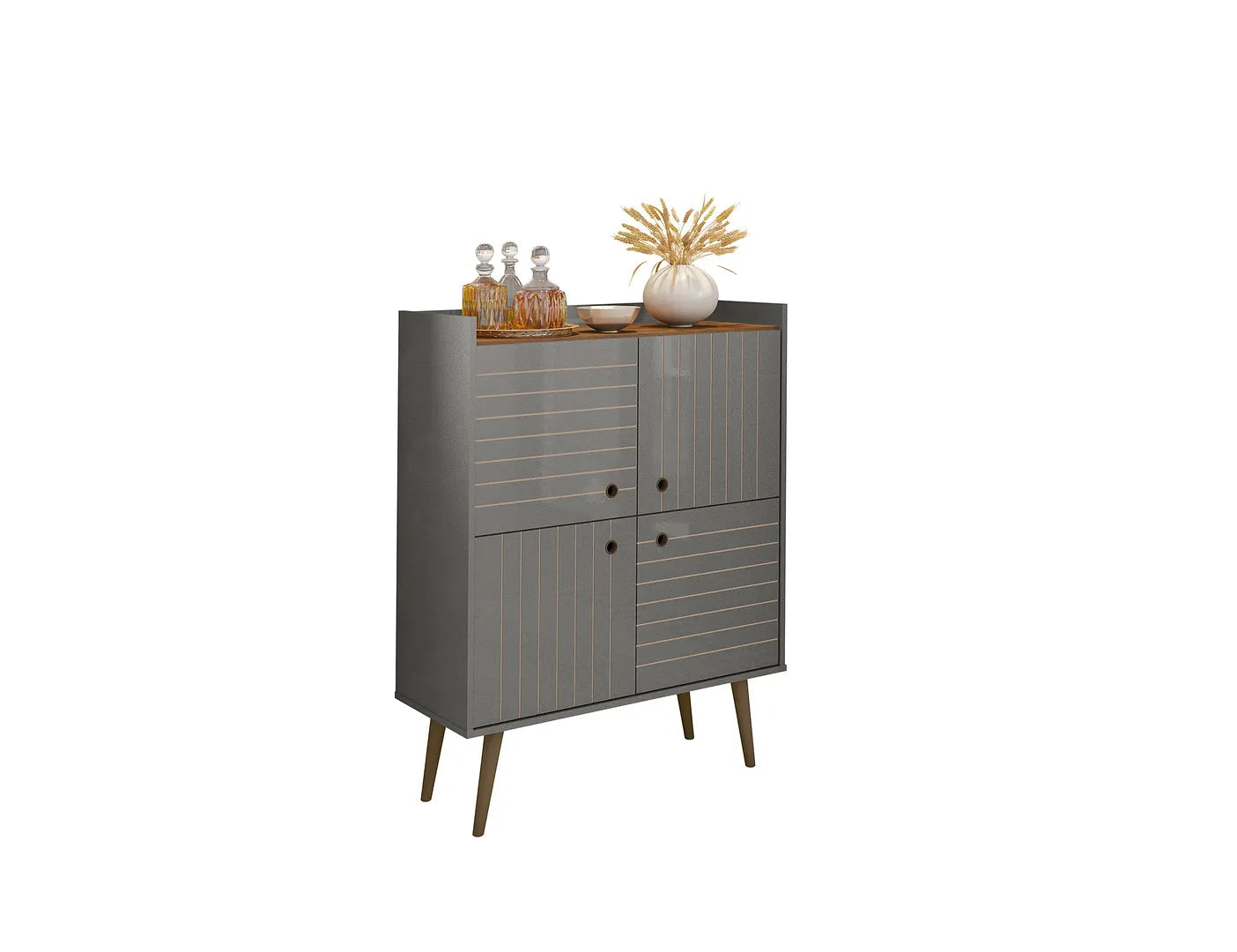 Manhattan Comfort Bogart 46" Mid-Century Modern Accent Cabinet In Gray