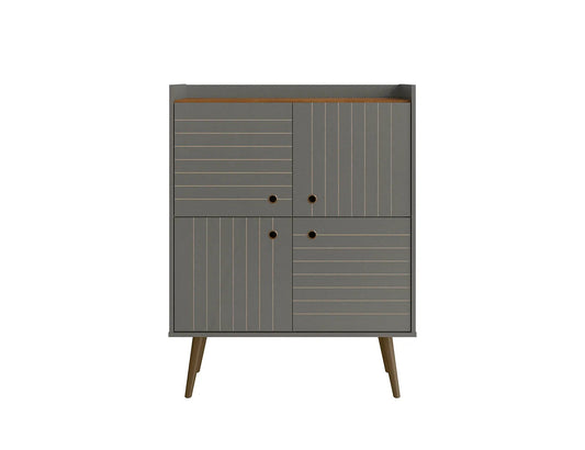 Manhattan Comfort Bogart 46" Mid-Century Modern Accent Cabinet In Gray