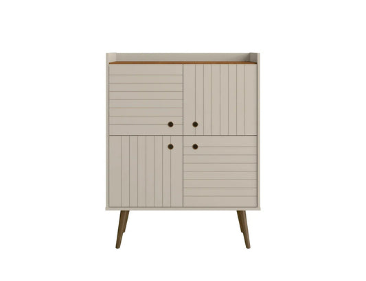 Manhattan Comfort Bogart 46" Mid-Century Modern Accent Cabinet In Off-White