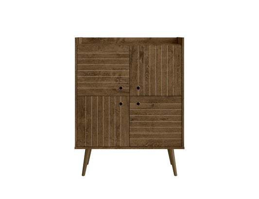 Manhattan Comfort Bogart 46" Mid-Century Modern Accent Cabinet In Rustic Brown