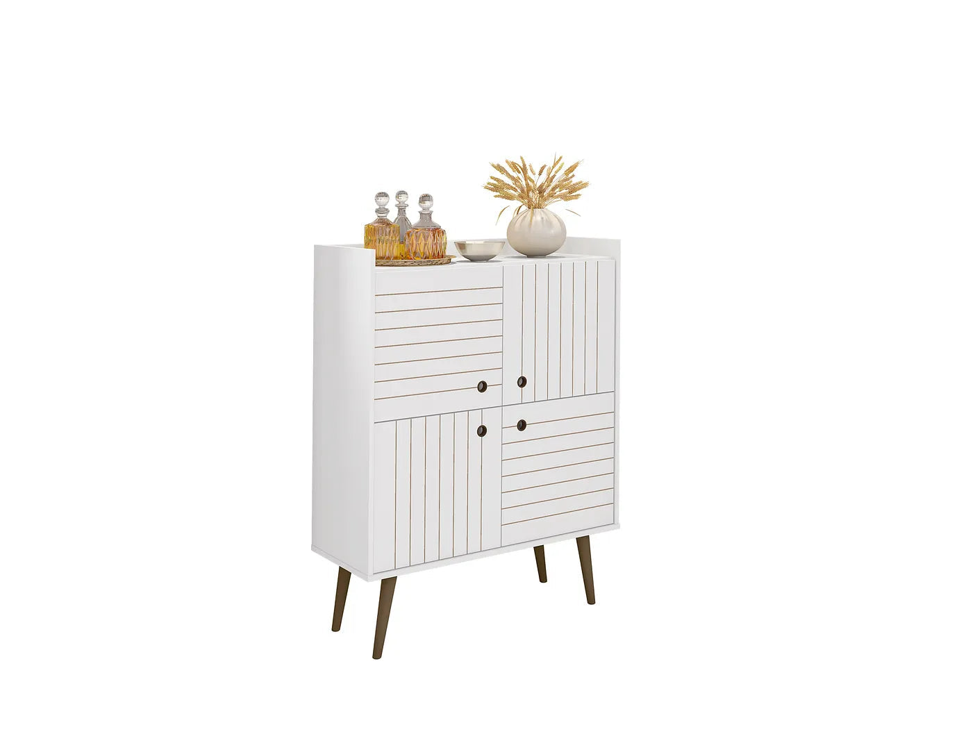 Manhattan Comfort Bogart 46" Mid-Century Modern Accent Cabinet In White