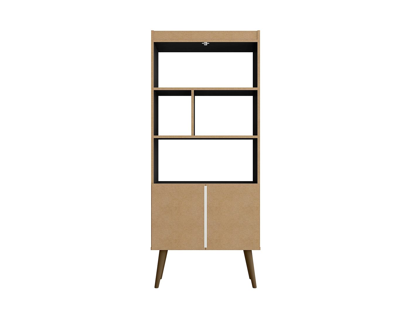 Manhattan Comfort Bogart 63" Bookcase Cabinet In Black & Nature
