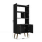 Manhattan Comfort Bogart 63" Bookcase Cabinet In Black & Nature