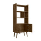 Manhattan Comfort Bogart 63" Bookcase Cabinet In Rustic Brown & Nature