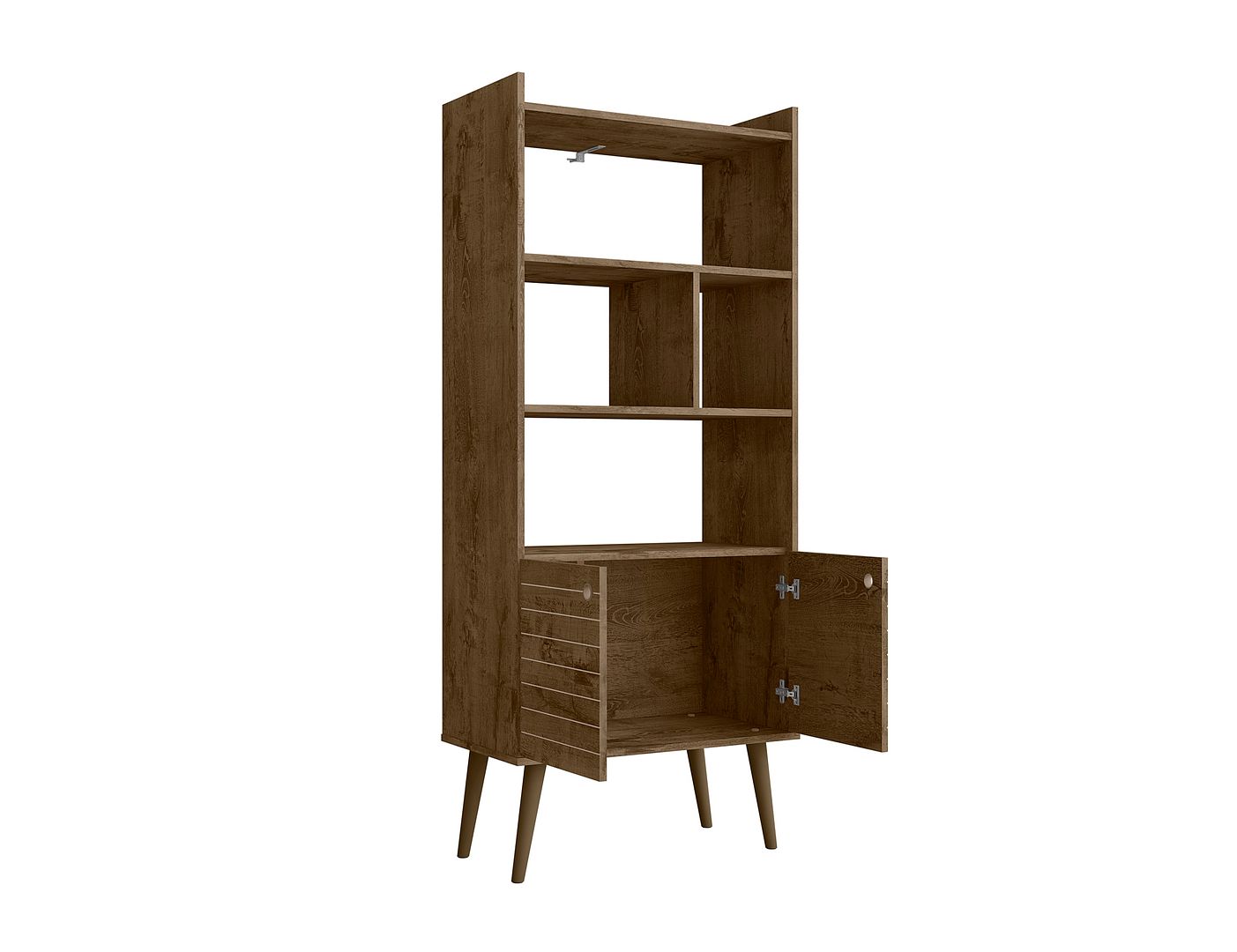 Manhattan Comfort Bogart 63" Bookcase Cabinet In Rustic Brown & Nature