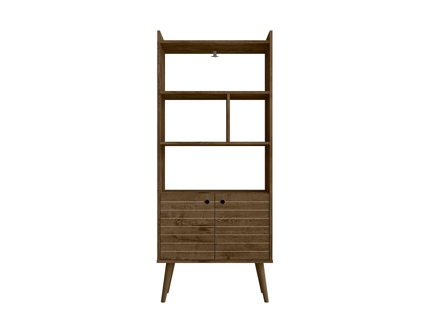 Manhattan Comfort Bogart 63" Bookcase Cabinet In Rustic Brown & Nature