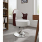 Manhattan Comfort Bopper White & Polished Chrome Faux Leather Adjustable Height Swivel Accent Chair