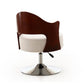 Manhattan Comfort Bopper White & Polished Chrome Faux Leather Adjustable Height Swivel Accent Chair