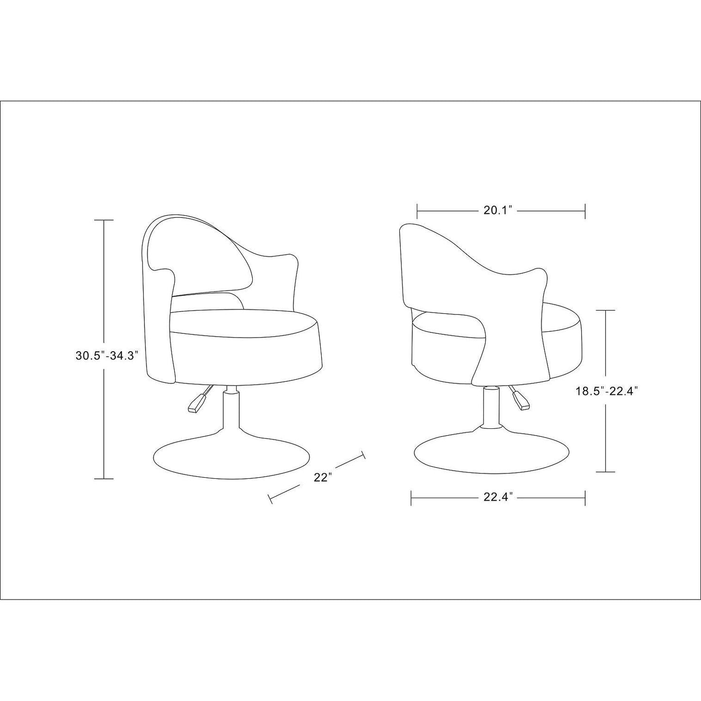Manhattan Comfort Bopper White & Polished Chrome Faux Leather Adjustable Height Swivel Accent Chair