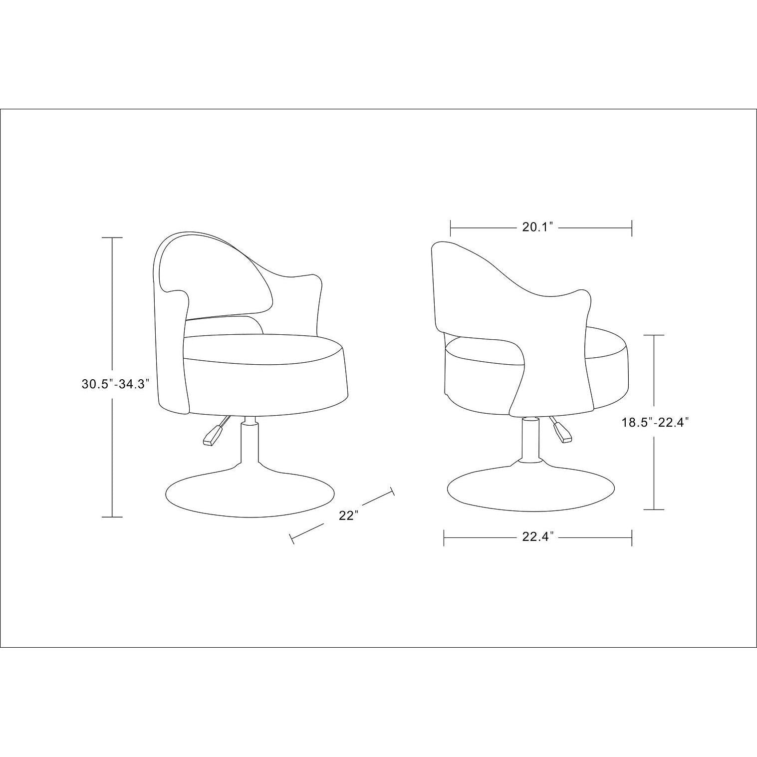Manhattan Comfort Bopper White & Polished Chrome Faux Leather Adjustable Height Swivel Accent Chair