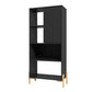 Manhattan Comfort Bowery Bookcase Cabinet With 5 Shelves In Black & Oak