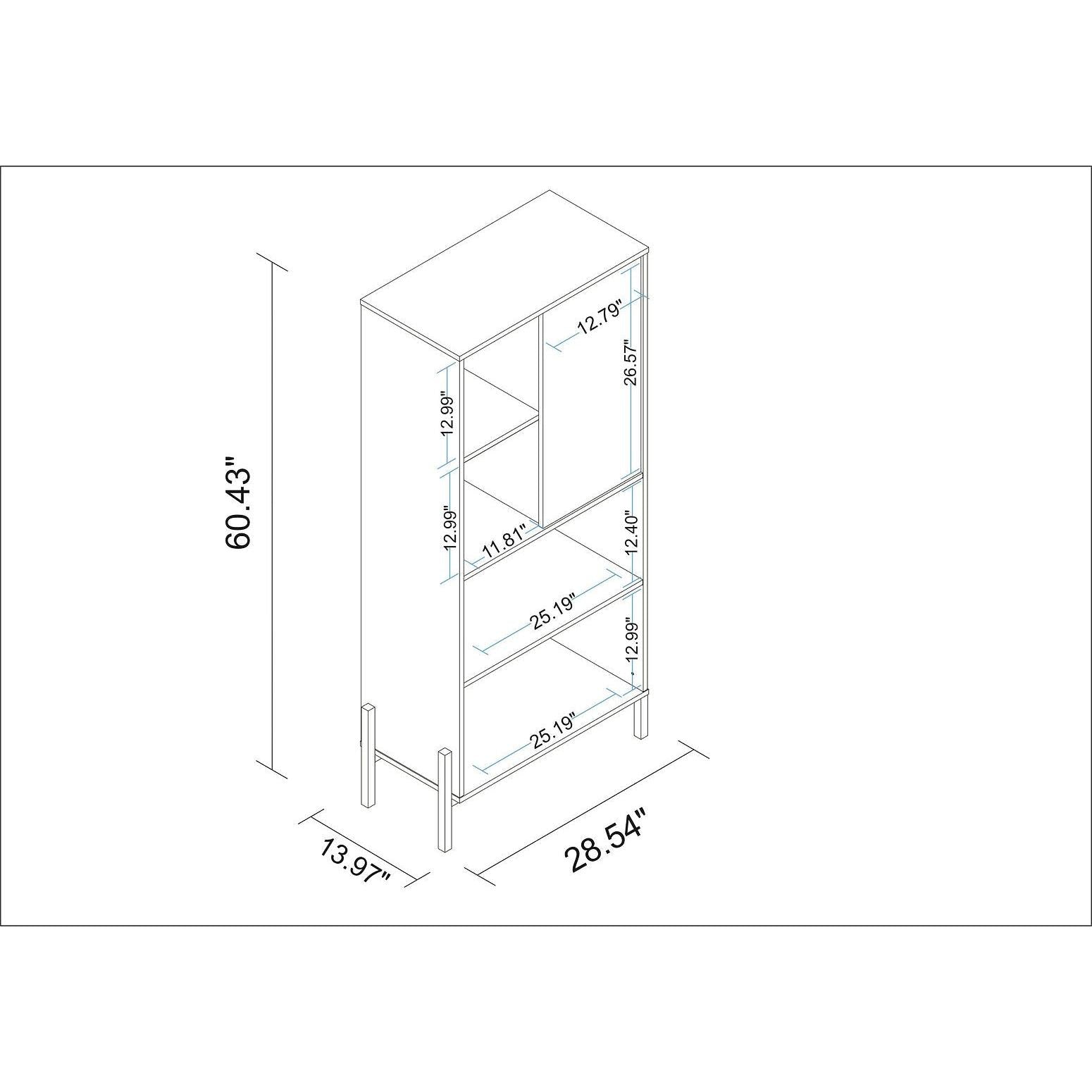 Manhattan Comfort Bowery Bookcase With 5 Shelves In White & Oak