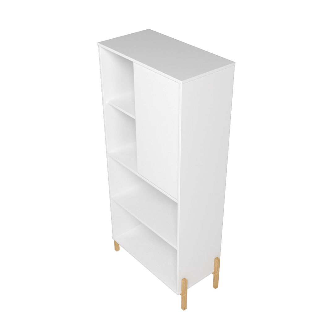 Manhattan Comfort Bowery Bookcase With 5 Shelves In White & Oak