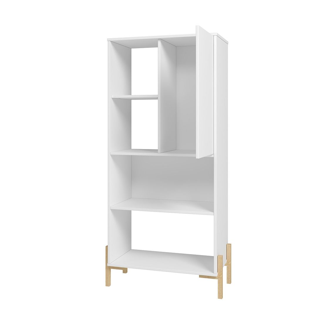 Manhattan Comfort Bowery Bookcase With 5 Shelves In White & Oak