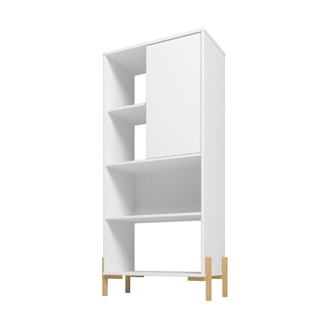 Manhattan Comfort Bowery Bookcase With 5 Shelves In White & Oak