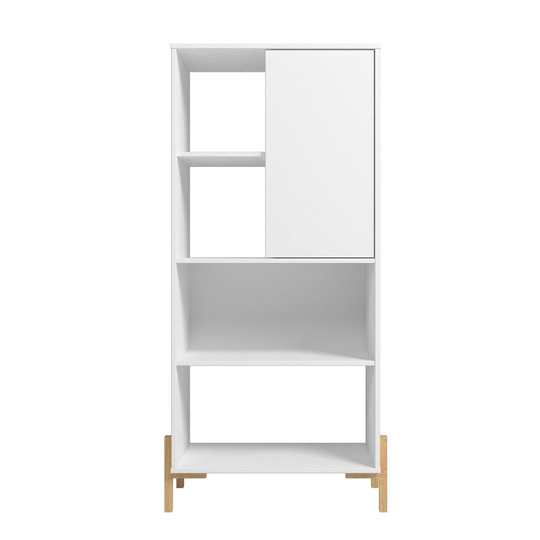 Manhattan Comfort Bowery Bookcase With 5 Shelves In White & Oak