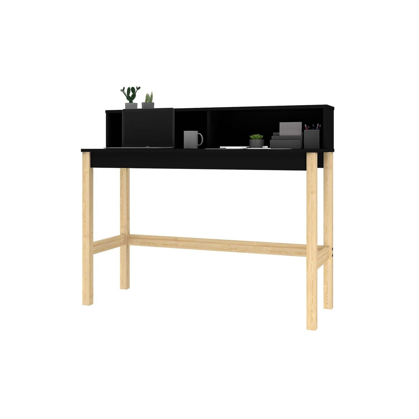 Manhattan Comfort Bowery Desk In Black & Oak