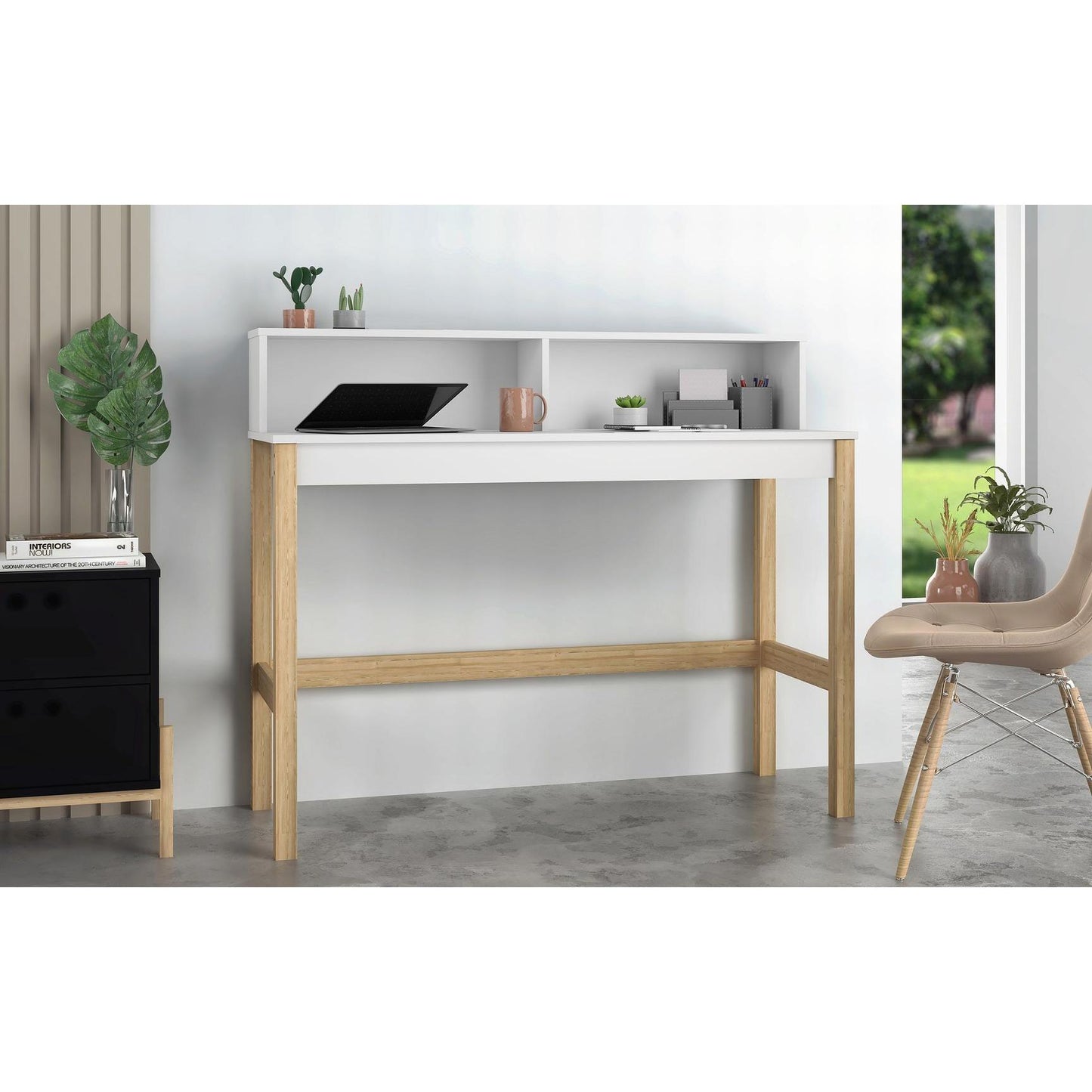 Manhattan Comfort Bowery Desk In White & Oak