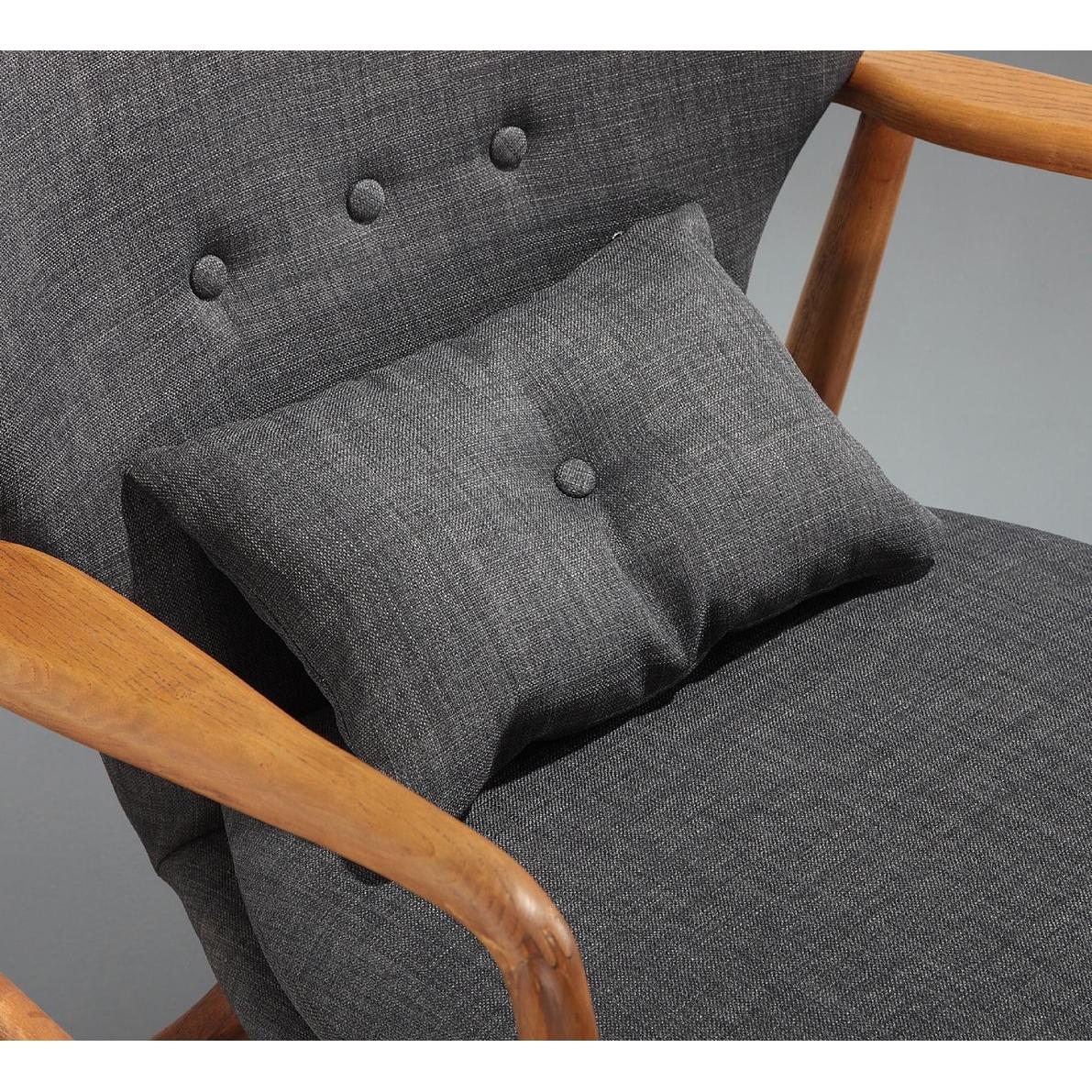 Manhattan Comfort Bradley Charcoal & Walnut Linen Weave Accent Chair