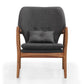Manhattan Comfort Bradley Charcoal & Walnut Linen Weave Accent Chair