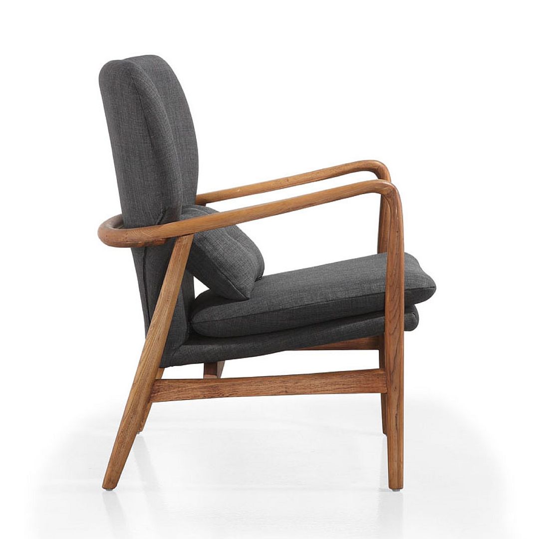 Manhattan Comfort Bradley Charcoal & Walnut Linen Weave Accent Chair
