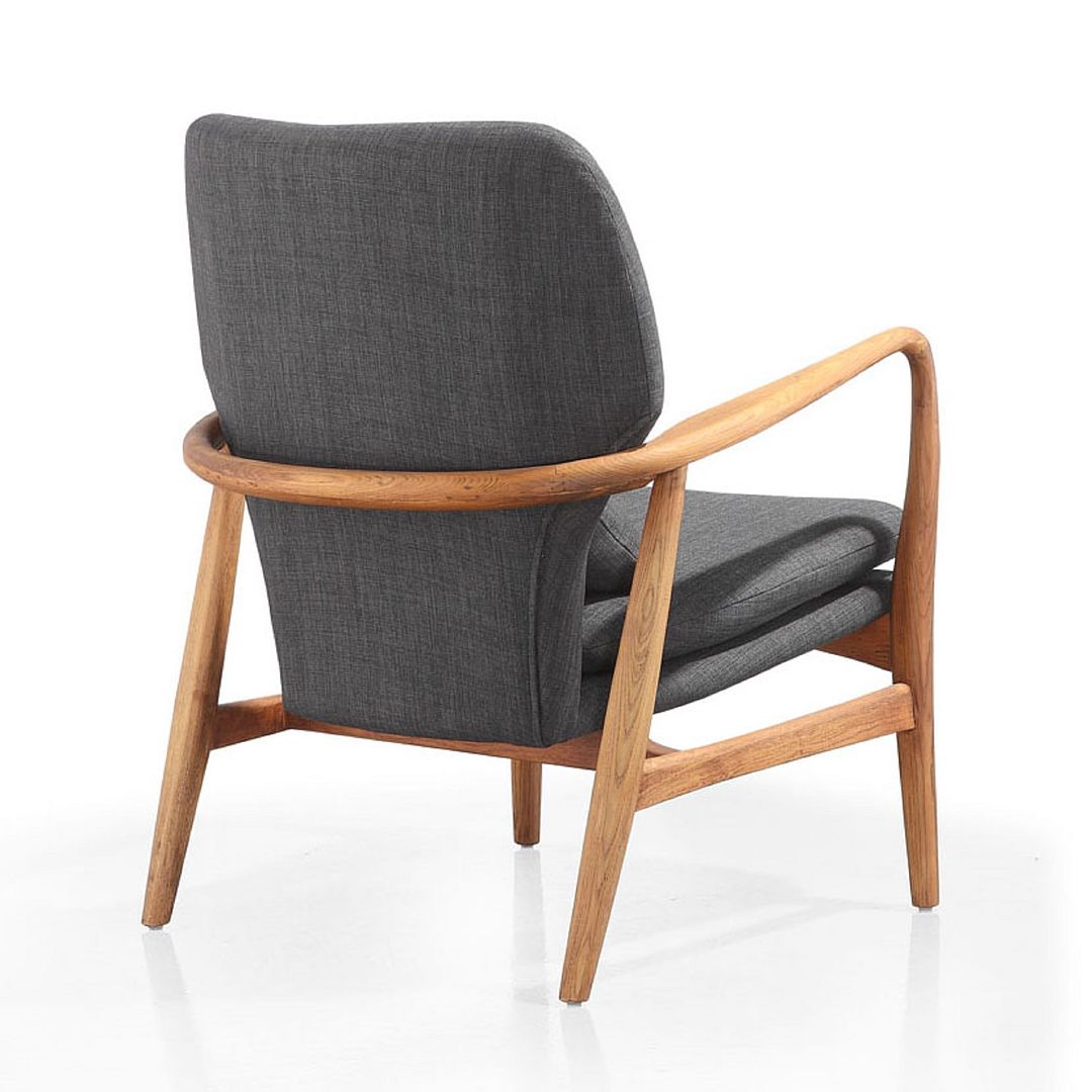 Manhattan Comfort Bradley Charcoal & Walnut Linen Weave Accent Chair