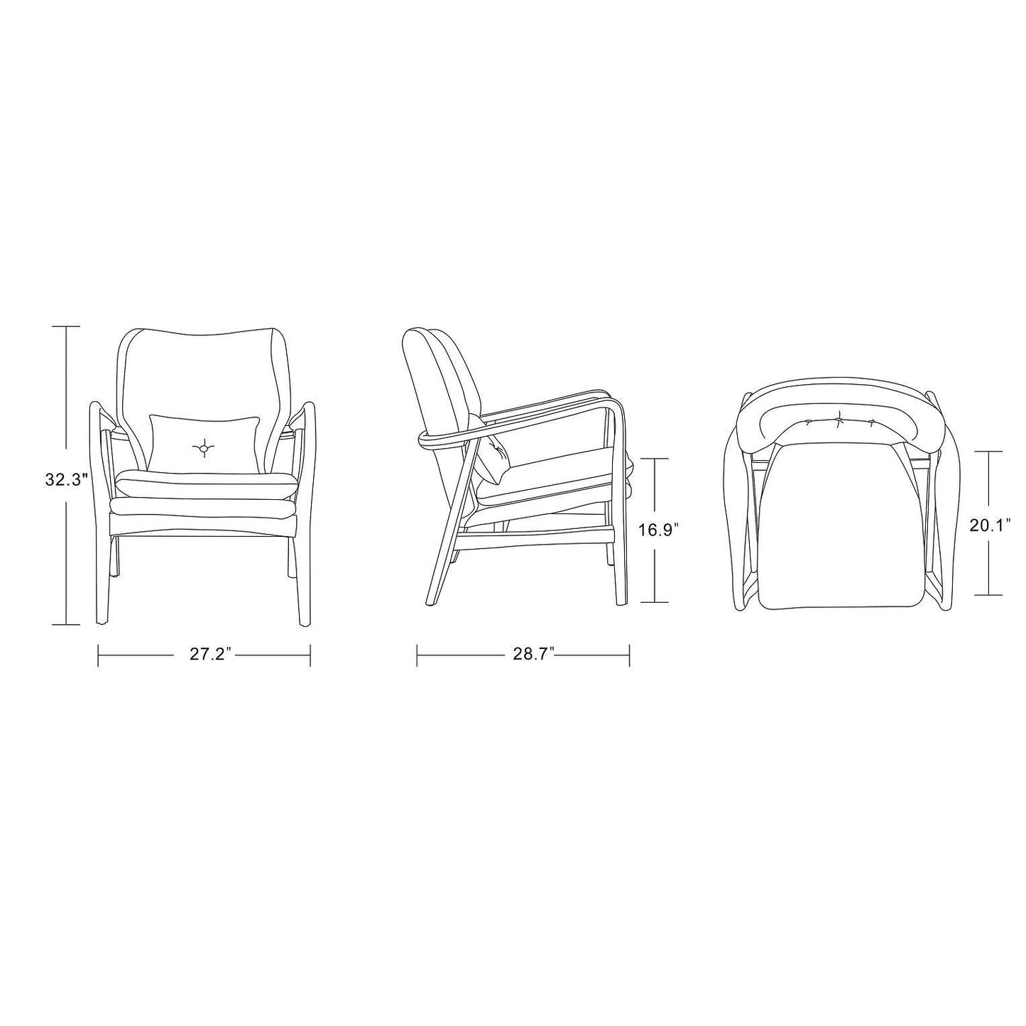 Manhattan Comfort Bradley Charcoal & Walnut Linen Weave Accent Chairs In A Set Of 2