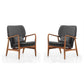 Manhattan Comfort Bradley Charcoal & Walnut Linen Weave Accent Chairs In A Set Of 2