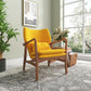 Manhattan Comfort Bradley Yellow & Walnut Linen Weave Accent Chair