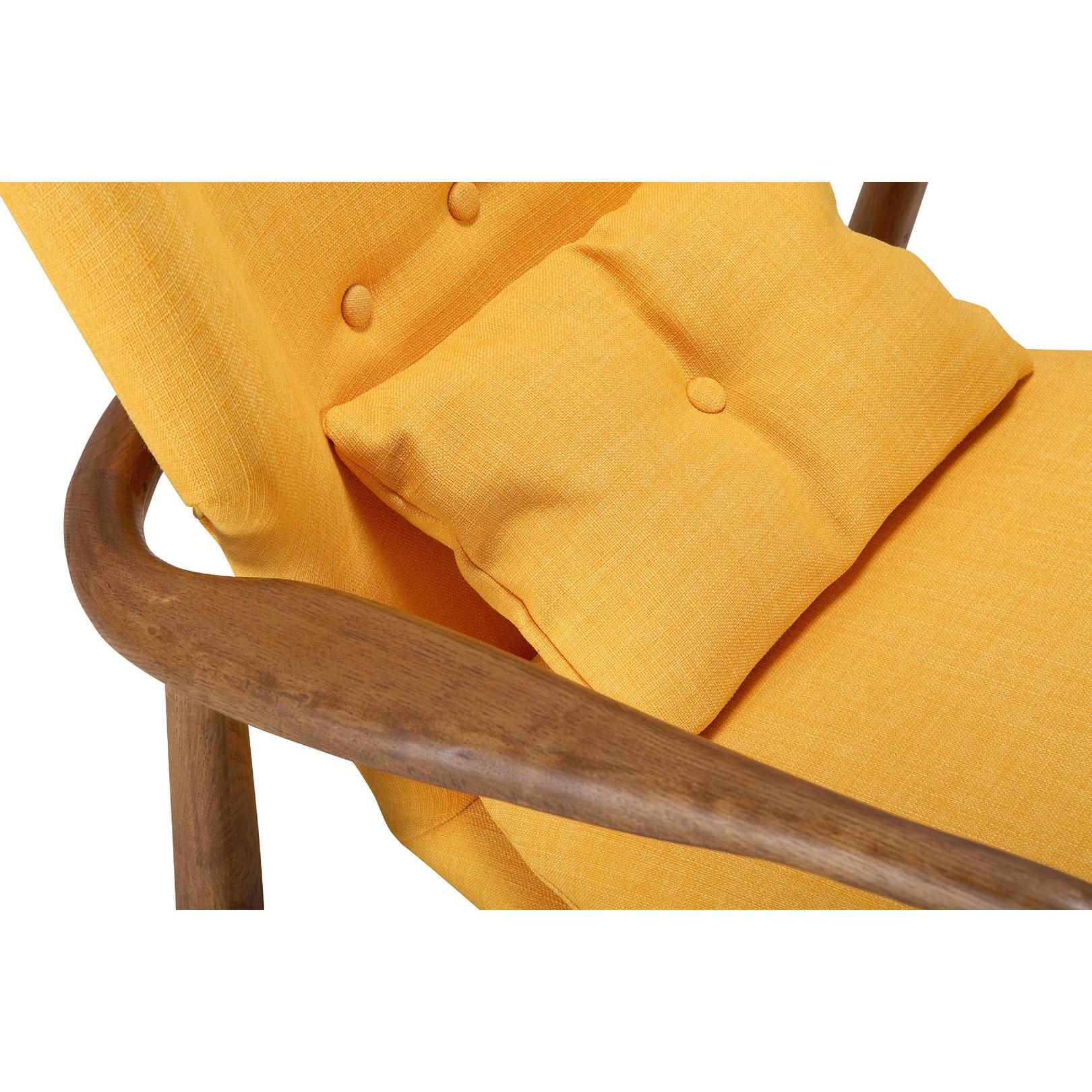 Manhattan Comfort Bradley Yellow & Walnut Linen Weave Accent Chair