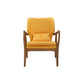 Manhattan Comfort Bradley Yellow & Walnut Linen Weave Accent Chair