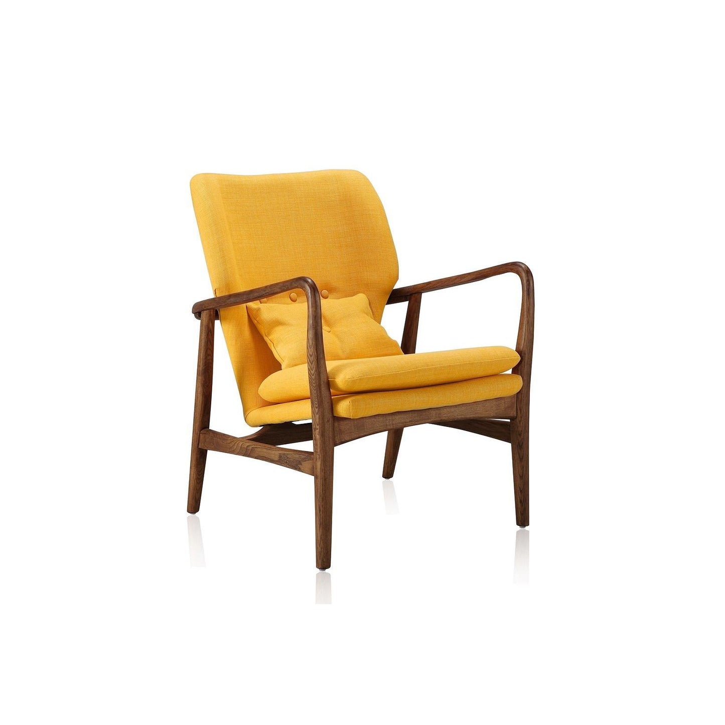 Manhattan Comfort Bradley Yellow & Walnut Linen Weave Accent Chairs In A Set Of 2