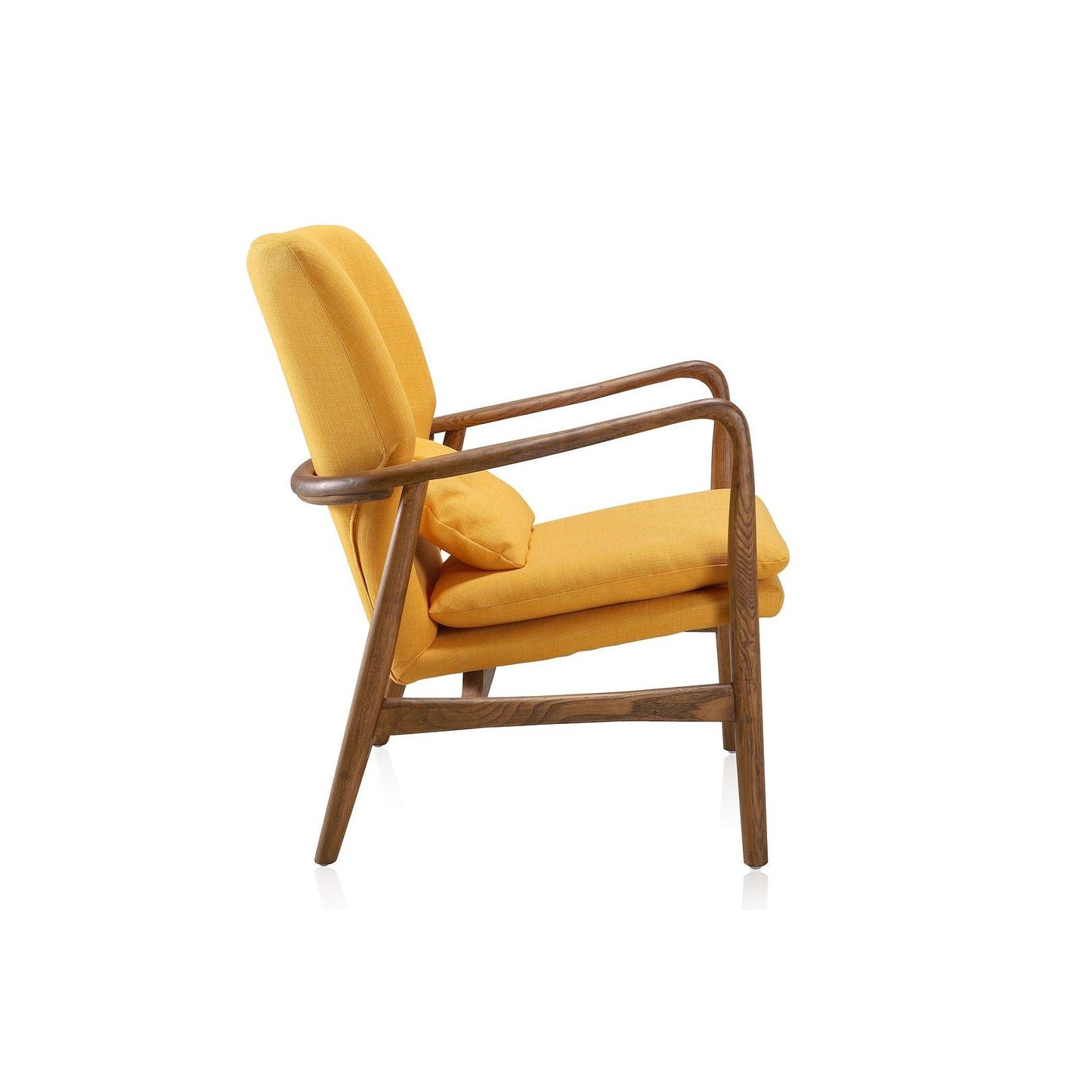 Manhattan Comfort Bradley Yellow & Walnut Linen Weave Accent Chairs In A Set Of 2